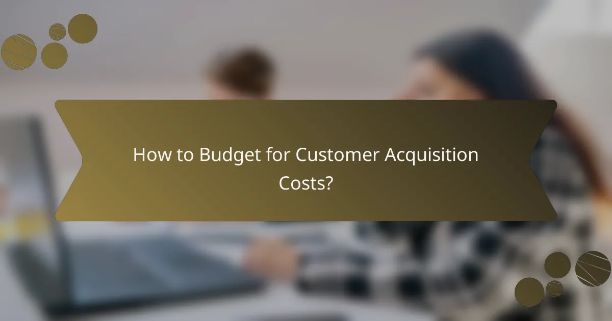 How to Budget for Customer Acquisition Costs?